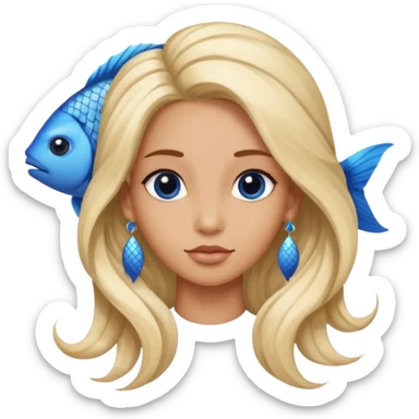 earring  wearing fish with hair sticker