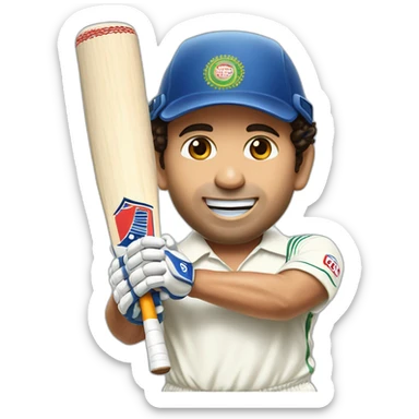 sachin tendulkar with cricket bat sticker