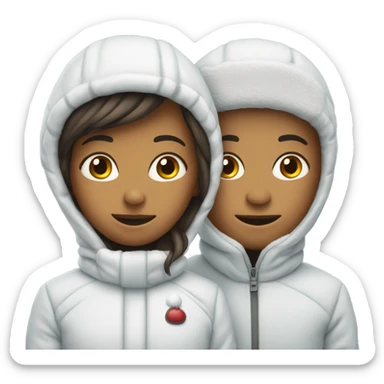 Couple in matching snow suits sticker