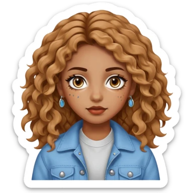 girl with wavy hair, almond shaped eyes, birthmark near her eye, tan, with lots of swag, cool, piercings  sticker