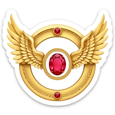  3 place award Number in frame decorated with golden angel  wings and rubby stone sticker