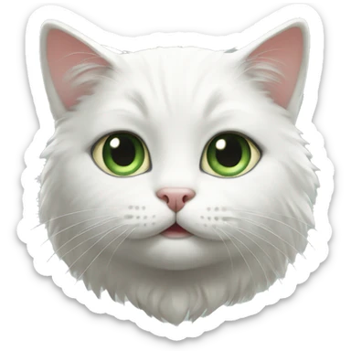 White cat cute amazing adorable dark muddy green eyes sticker