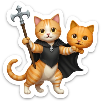 cat defeating grim reaper triumphantly sticker