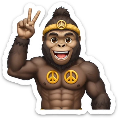 Gorilla that's holding the peace sign and laughing really hard sticker