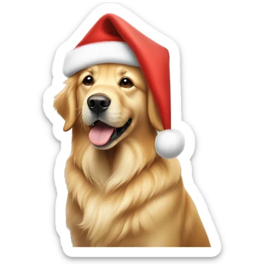 Golden retriever wearing a Santa hat  sticker