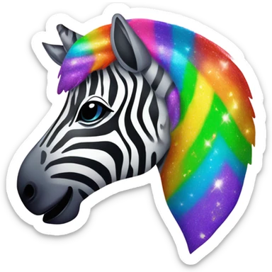 Lisa frank zebra with glitter rainbow stripes sticker