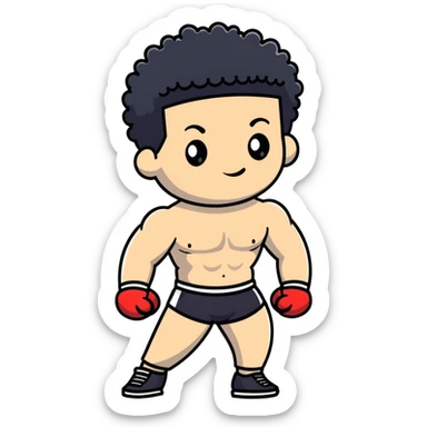 shirtless male athlete with white skin and curly black hair sticker