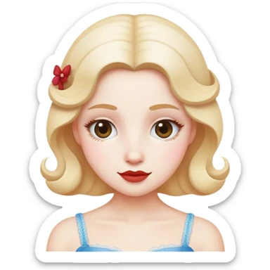 Cinematic Realistic Am√©lie Pop Culture Emoji, featuring a whimsical, charming portrayal inspired by the iconic French film rendered with delicate textures and nostalgic, soft lighting. sticker