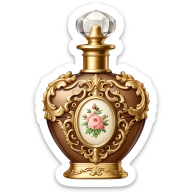 Vintage rococo perfume pale brown sticker