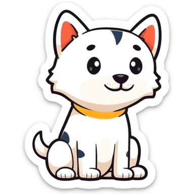 a dog with a half-human body, cartoon sticker style sticker
