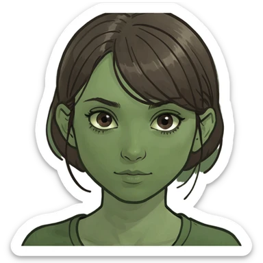 brown-eyed dark-haired girl with brown hair sticker