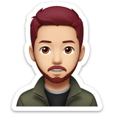 Mike Shinoda with dark red hair, brown eyes sticker