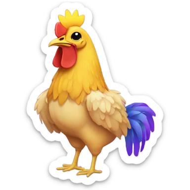 Chicken with Purple Heart holding a sunflower sticker