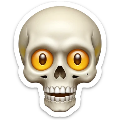 Una calavera combinado con el emoji de sorprendido  sticker