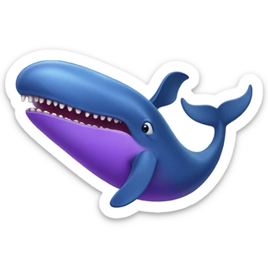 Blue whale purple, open mouth sticker