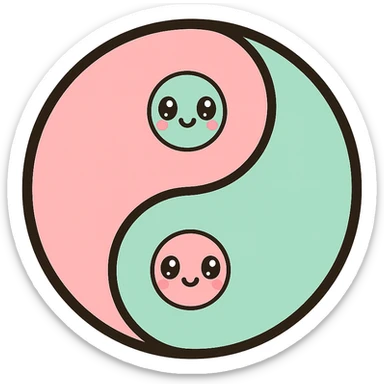 little alchemy style icon
subject: tao
border: medium-black
shape: round, circular
background: white
style: full color fill with medium black outlining sticker