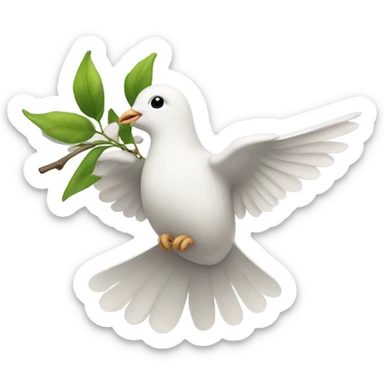 The dove of peace, which holds a green twig in its beak sticker