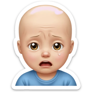 a portrait of crying baby , no hair sticker