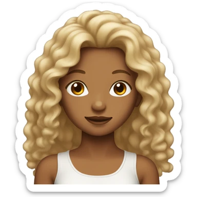 Girl with tan skin and long curly hair  sticker