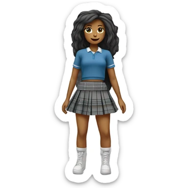 Grey tartan pleated mini skirt, isolated sticker