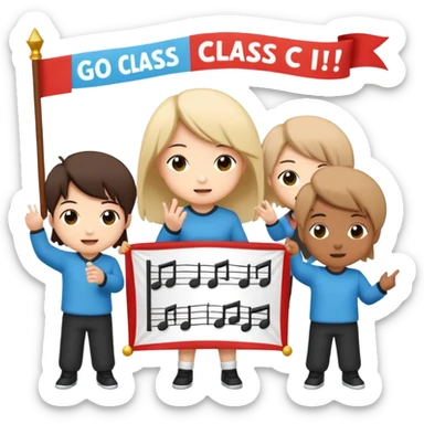 chibi style for students music play, 文案：为二一班打call sticker