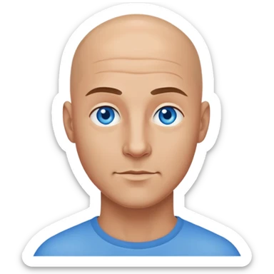 Attractive bald man with and blue eyes  sticker