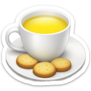 white cup with yellow tea, lemon cookies sticker