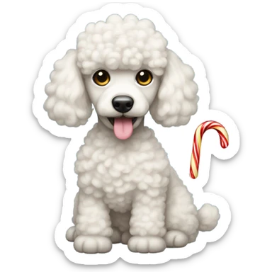 poodle with blue and yellow candy cane sticker