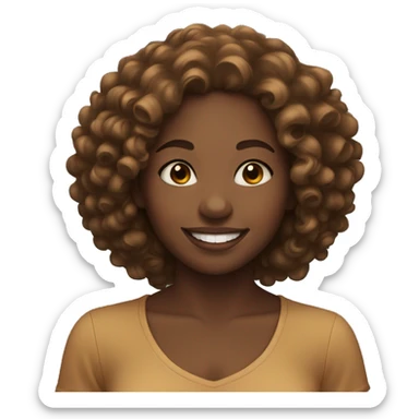 Black girl with caramel skin with curly hair smiling  sticker