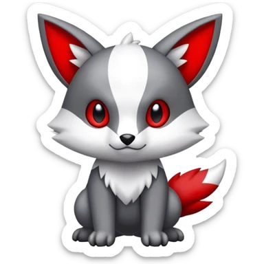 Cute cool black red white grey animal hybrid Fakemon full body sticker