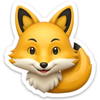 emoji hewan rubah berwarna kuning hitam sticker