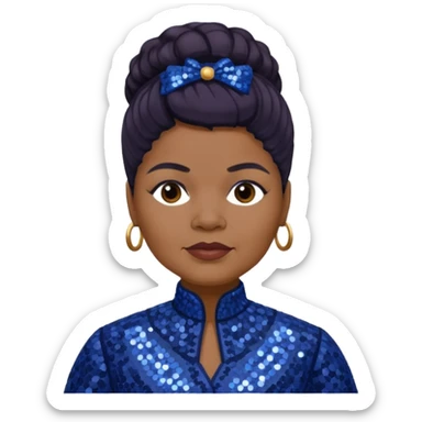 Ida B Wells with dark brown hair, indigo sequin outfit  sticker