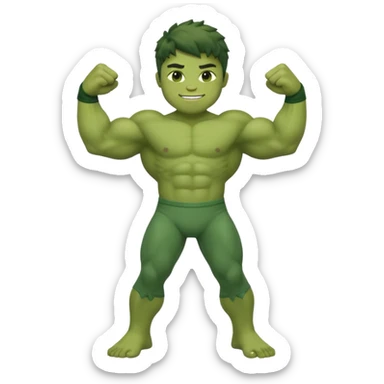 kid hulk flexing arms full body long pants and smiling sticker