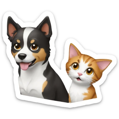 a dog and a cat in an amazon cardboard shipping box sticker