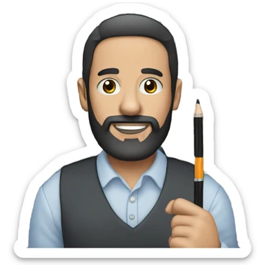 Man with black beard holding 100s of Pens  sticker