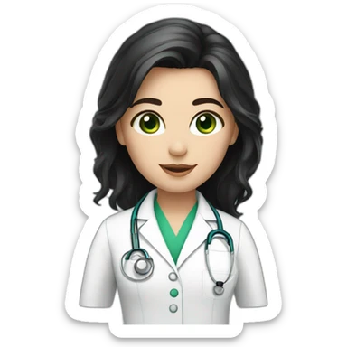doctor, black hair, girl, white skin, green eyes sticker