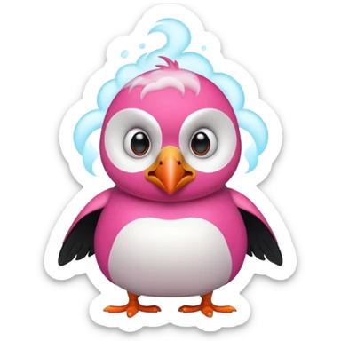 pink puffin angry steam sticker