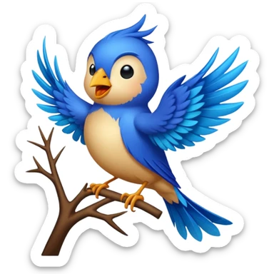 blue bird singing sticker