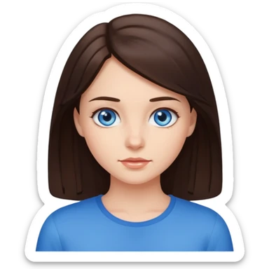 brunette girl in indoors setting with blue eyes sticker