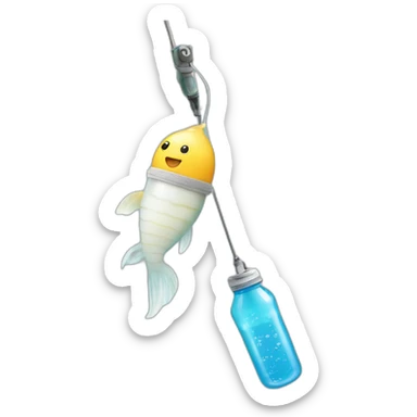 Baby bottle on a fishing pole sticker