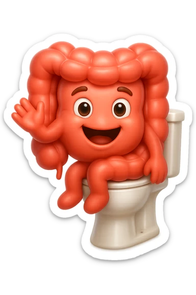 EMOJI STILE IPHONE 3D DI intestino felice seduto sul wc  FALLO MOLTO REALISTICO IN 3D sticker