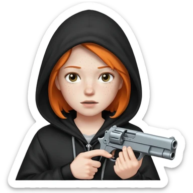 Una persona encapuchada con una pistola sticker