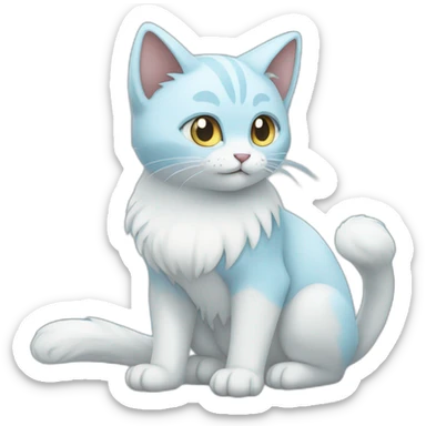 Sitting-bicolor-ice-type-lightblue-cat-pokemon sticker