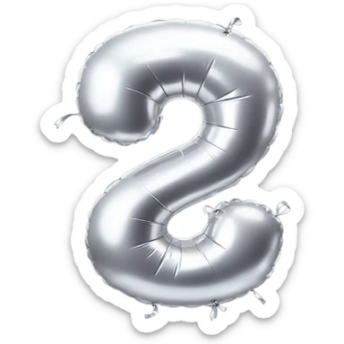 Silver balloon in shape of number 0 sticker