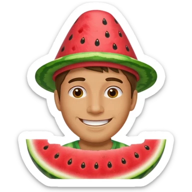 man with watermelon hat sticker