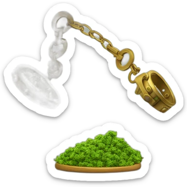 court legalize cannabis medicine on one side and handcuffs on the other side to weigh sticker