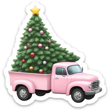 Pastel Pink truck with Christmas tree sticker
