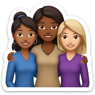 a group of 3 women, one is black, one is asian, one is indian sticker