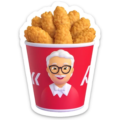 KFC bucket of fried chicken with a smiling face on the bucket sticker