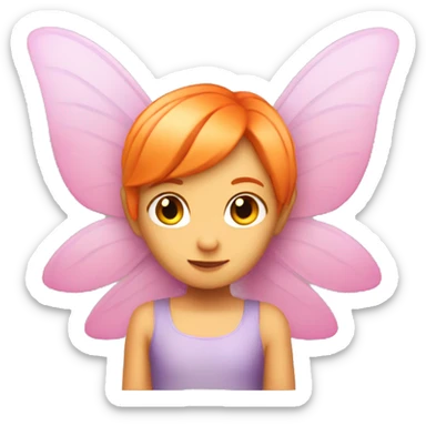 A fairy with orange Short Hair and pink wings  sticker